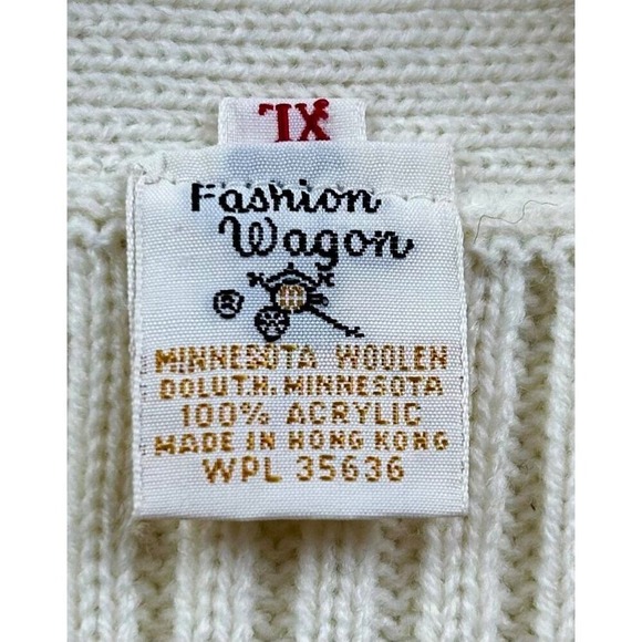 Fashion Wagon Vintage Sweater Vest Women XL Cream Belted Cable Knit Cottagecore - Picture 5 of 7